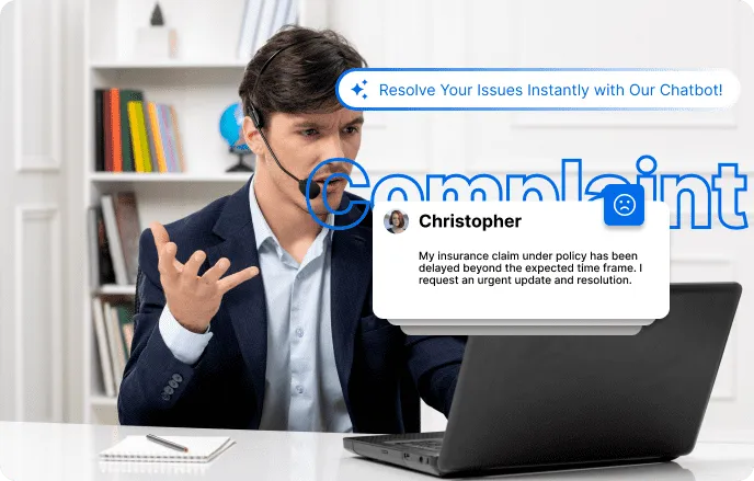 Illustration of chatbot resolving insurance issues